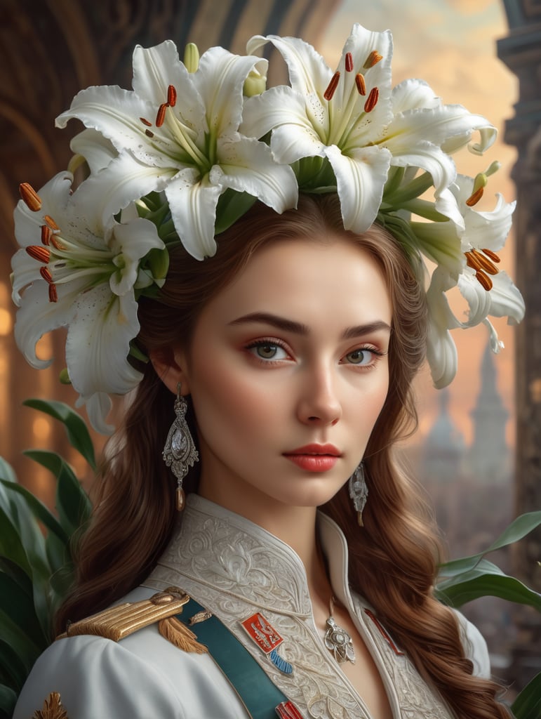 Lydia Vladimirovna Litvyak "White Lily of Stalingrad" intricately detailed, color depth, dramatic, side light, colorful background intricate details, beautifully shot, hyperrealistic, sharp focus, 64 megapixels, perfect composition, high contrast, cinematic, atmospheric, moody"