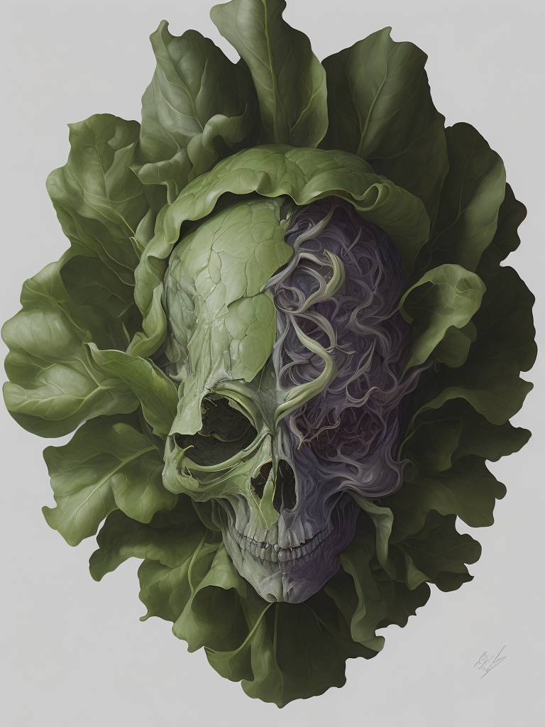 The anatomy of a head of lettuce, an ultrafine detailed painting by james jean, behance contest winner, vanitas, angular, altermodern