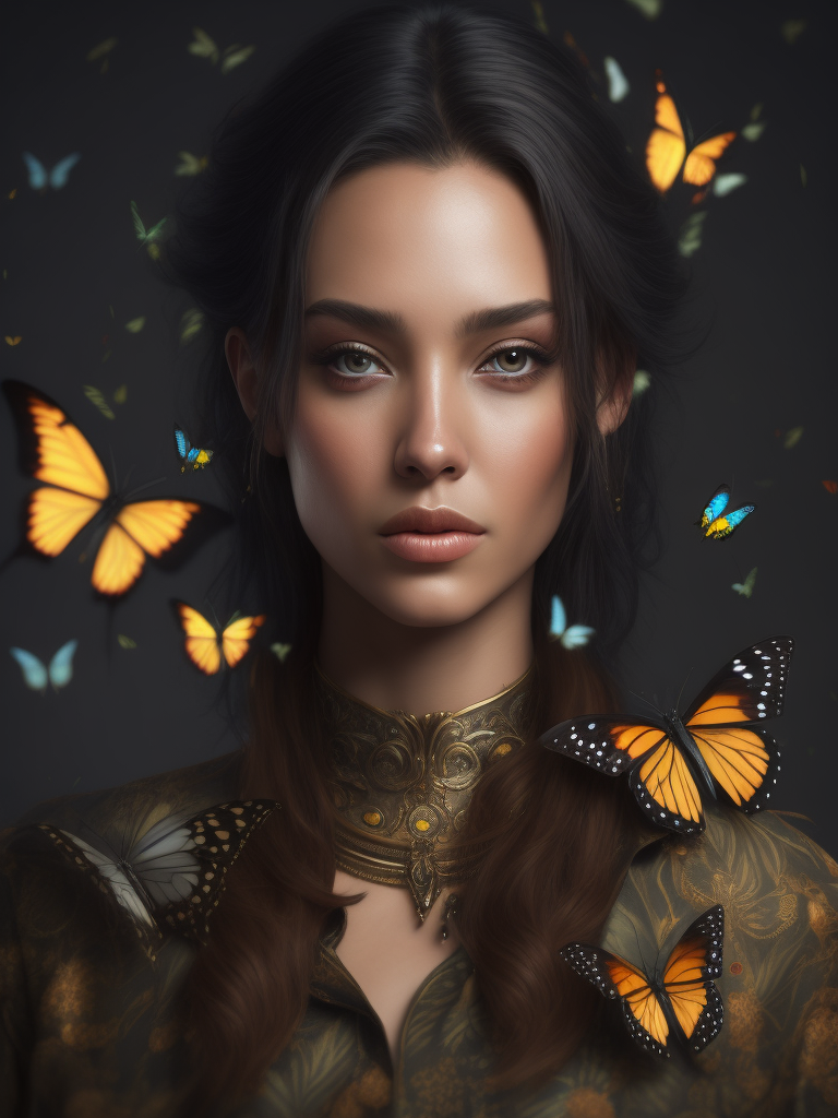 Ladie with butterflies