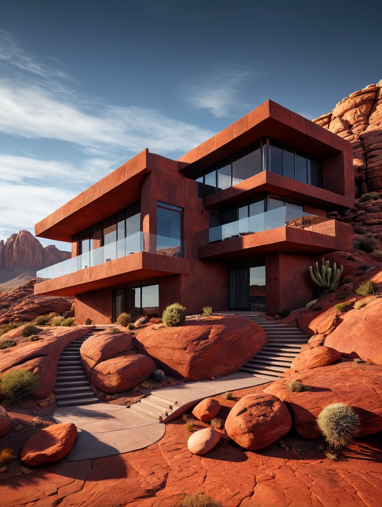 modern organic contemporary red rock desert house