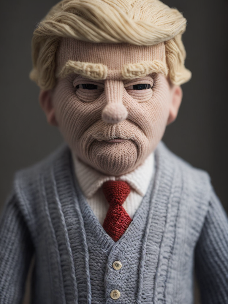 Donald Trump as a knitted toy