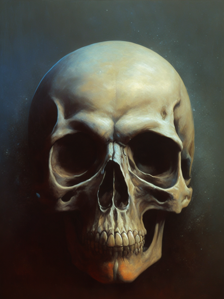 Skull painting by zdzisław beksiński