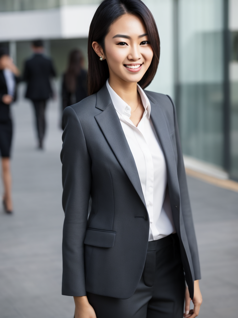 young modern asian business lady in business suit