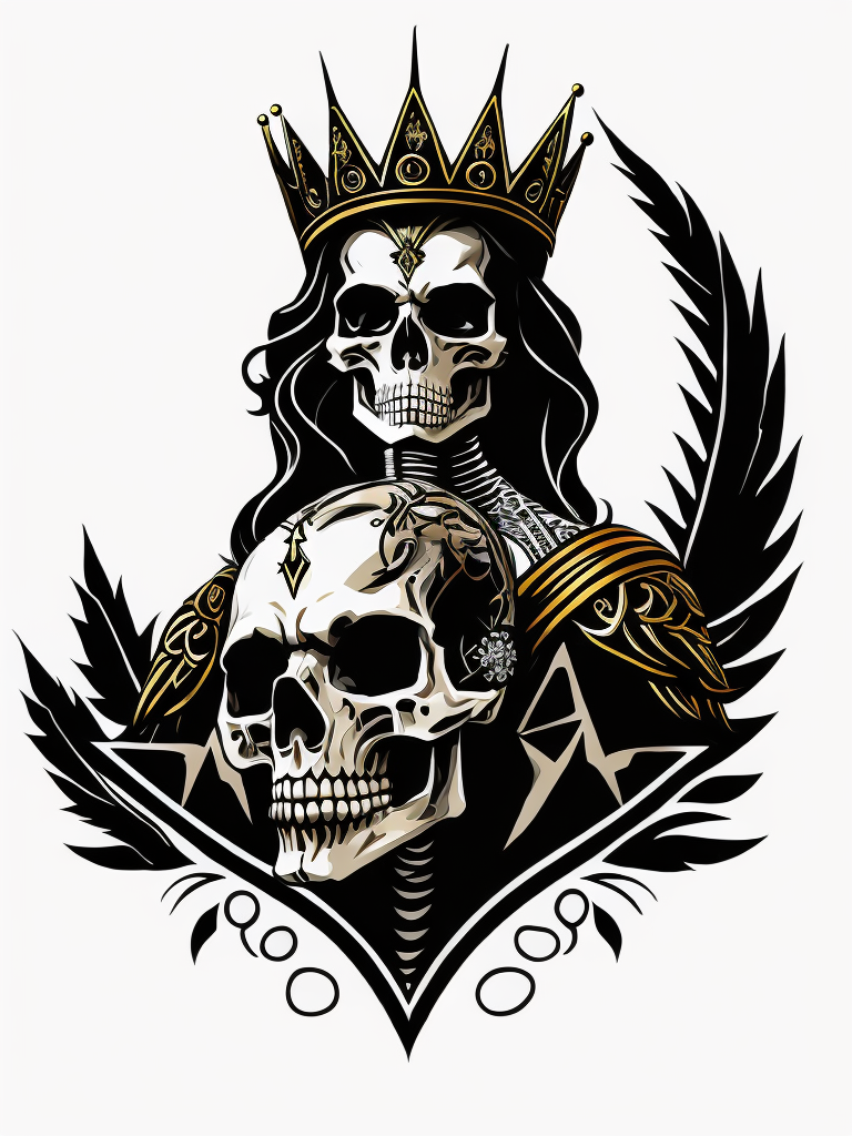 A vector art of a queen skeleton tattoo