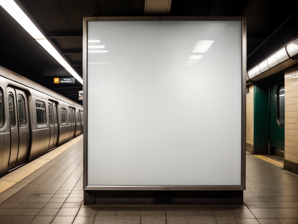 subway blank white billboard, mockup, mock up