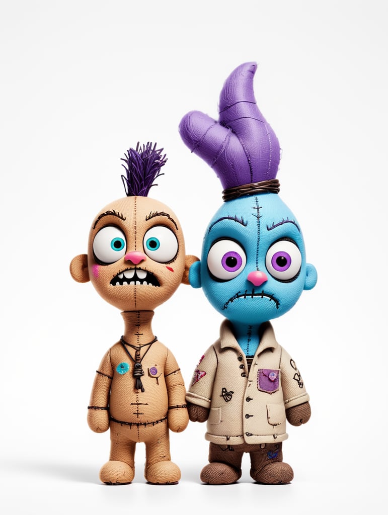 white background voodoo doll basic pins stitched