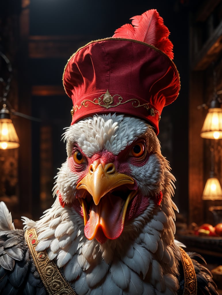 chicken with red hat