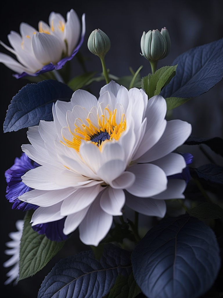 Flower, dark, deep colors, dark, atmosphere, dark blue