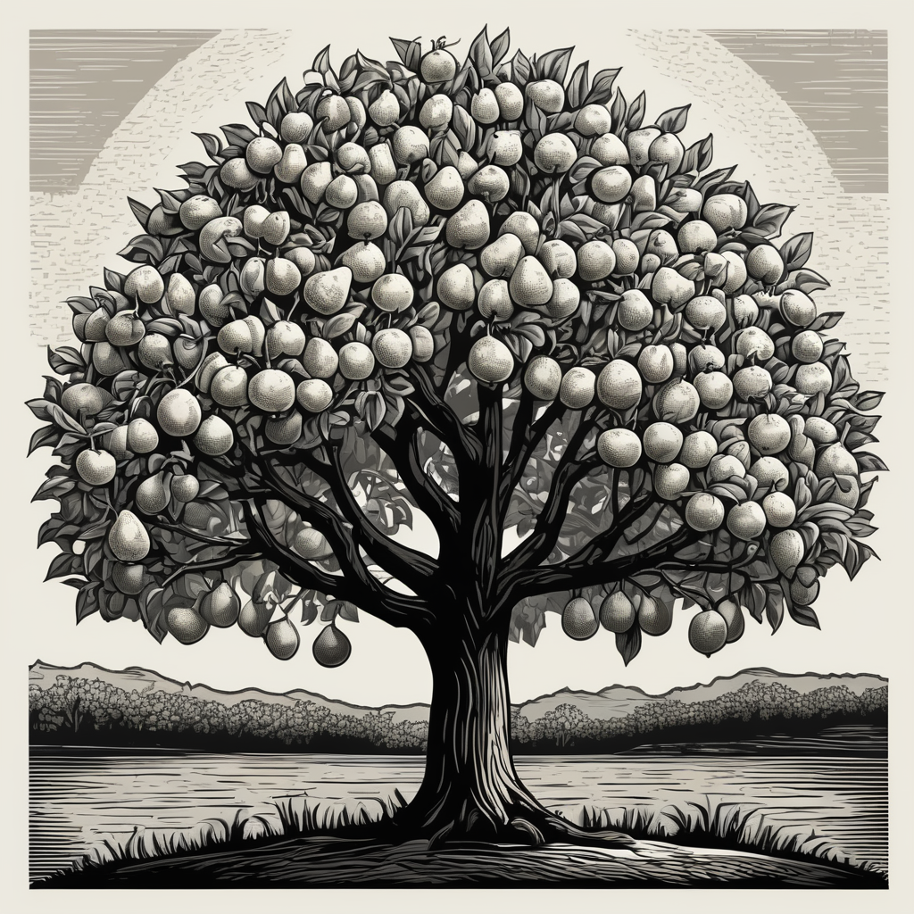 Premium Free ai Images | black and white vector illustration of pear ...
