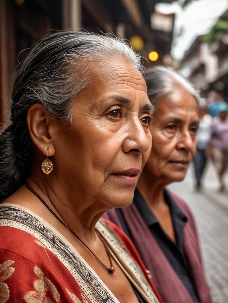 old colombian womans on the street talking of envigado, photoreal: 1.4, lifelike,highly detailed CG unified 8K backgrounds,looking at the viewer, (HQ skin:1.4), 8k uhd, dslr, soft lighting, high quality, film grain, Fujifilm XT3