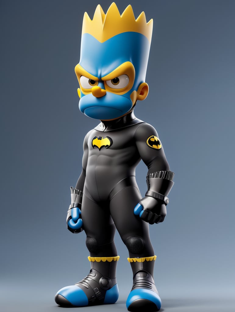 Bart simpson on batman suit wearing futuristic socks