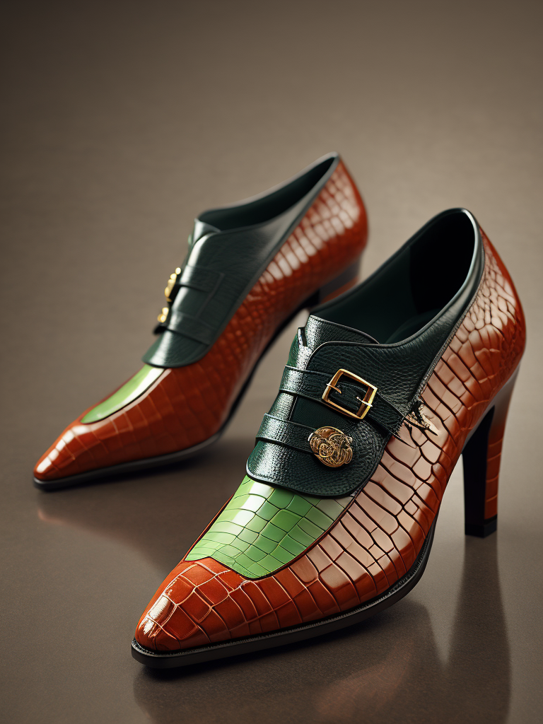 Super realistic gucci mexican gator skin shoe 3d octane render
