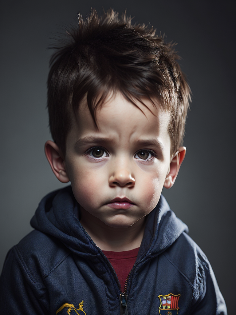 Lionel Messi as a toddler, ultra realistic portrait, extremely detailed, natural illumination