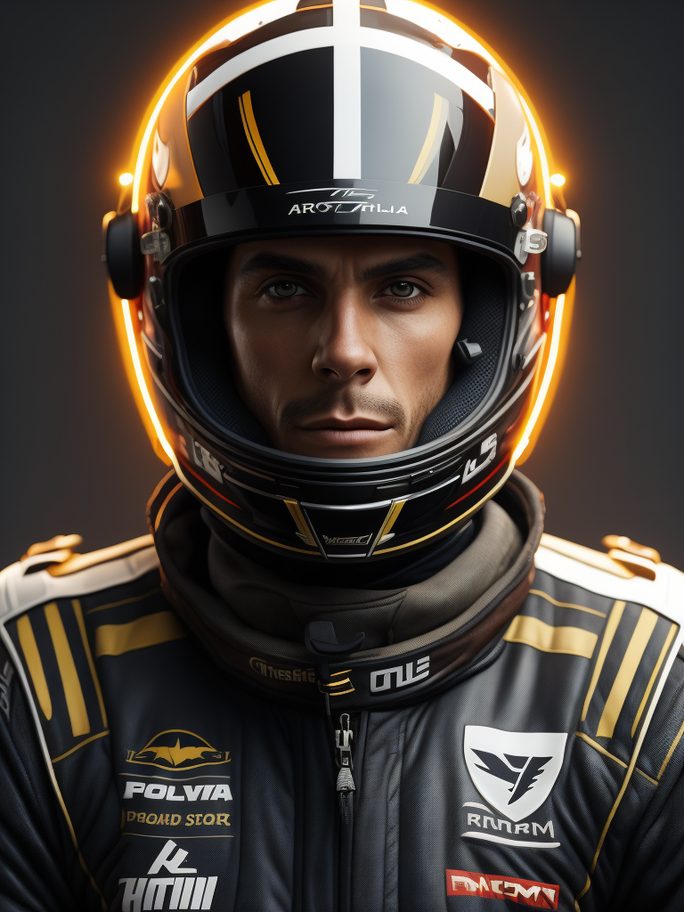 Formula 1 driver with helmet and costume