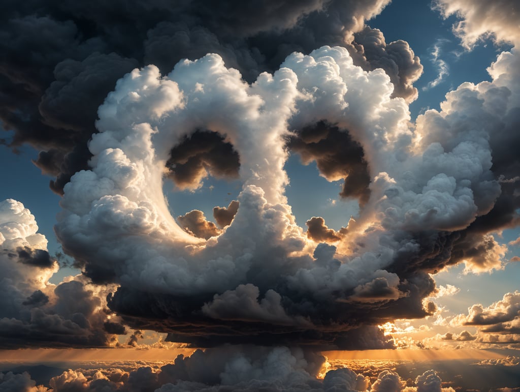 letter O and letter C as clouds in sky