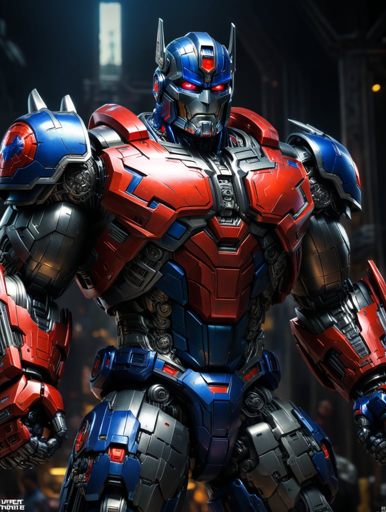 A super hero with optimus prime body