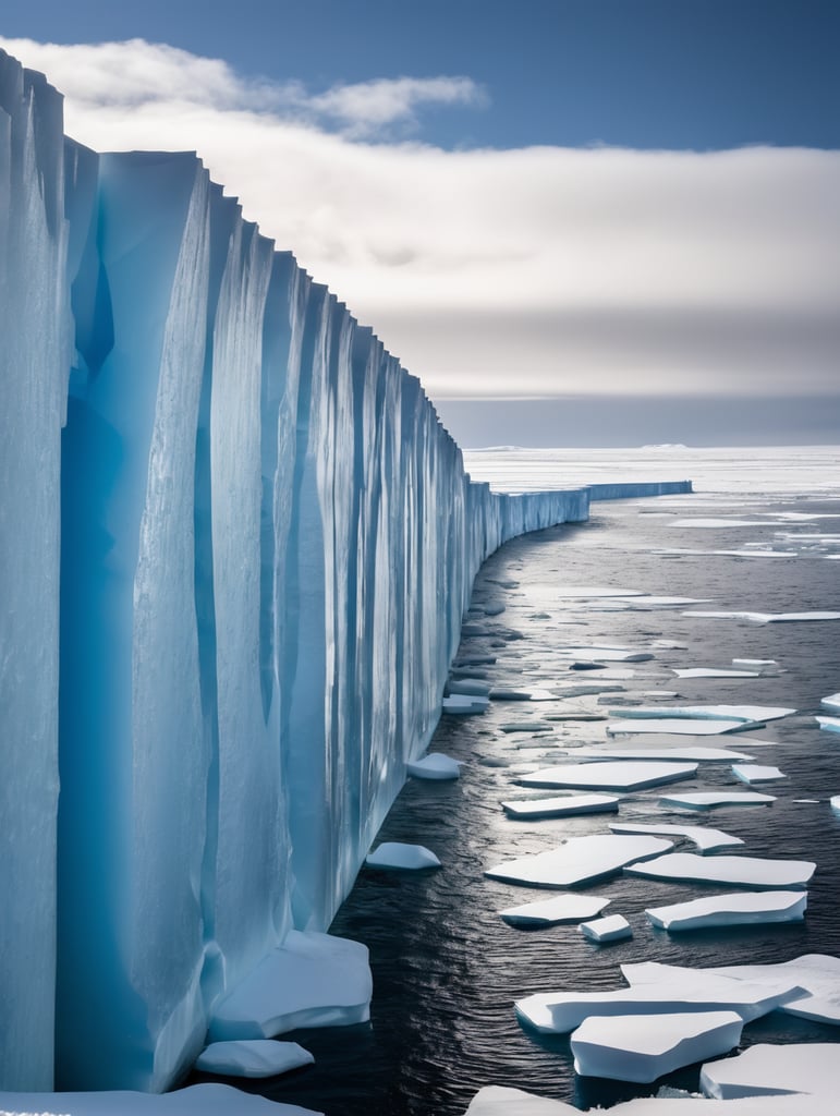 Behind the ice wall, Antarctica, ice belt, parallel world behind the wall