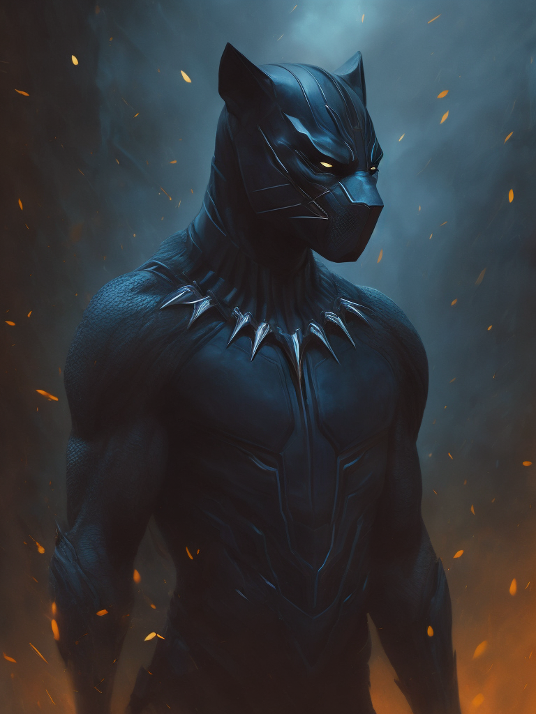 Ryan Gosling black panther, painting, horror, Poland, style of Zdzislaw Beksinski