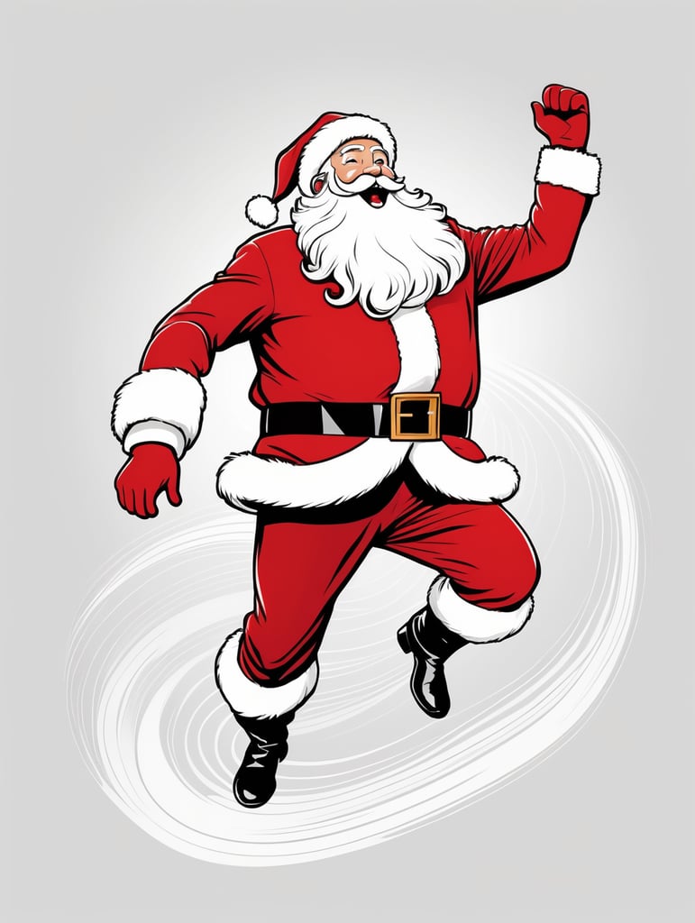 Santa Claus, in the style of simple line art vector comic art on a white background