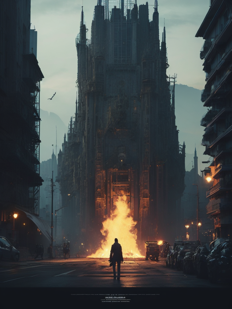 Poster of Industry, humanization, poster, flat illustration style