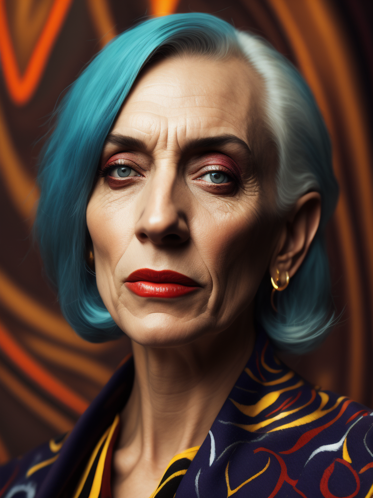 Portrait of Picasso, bright and saturated colors, elegant, highly detailed, vogue, fashion magazine, sharp focus, bright expressive makeup, dramatic lighting, depth of field, incredibly high detailed, blurred background