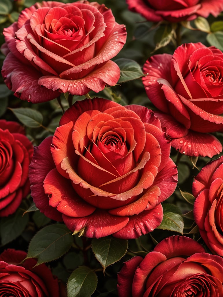 A field of red roses