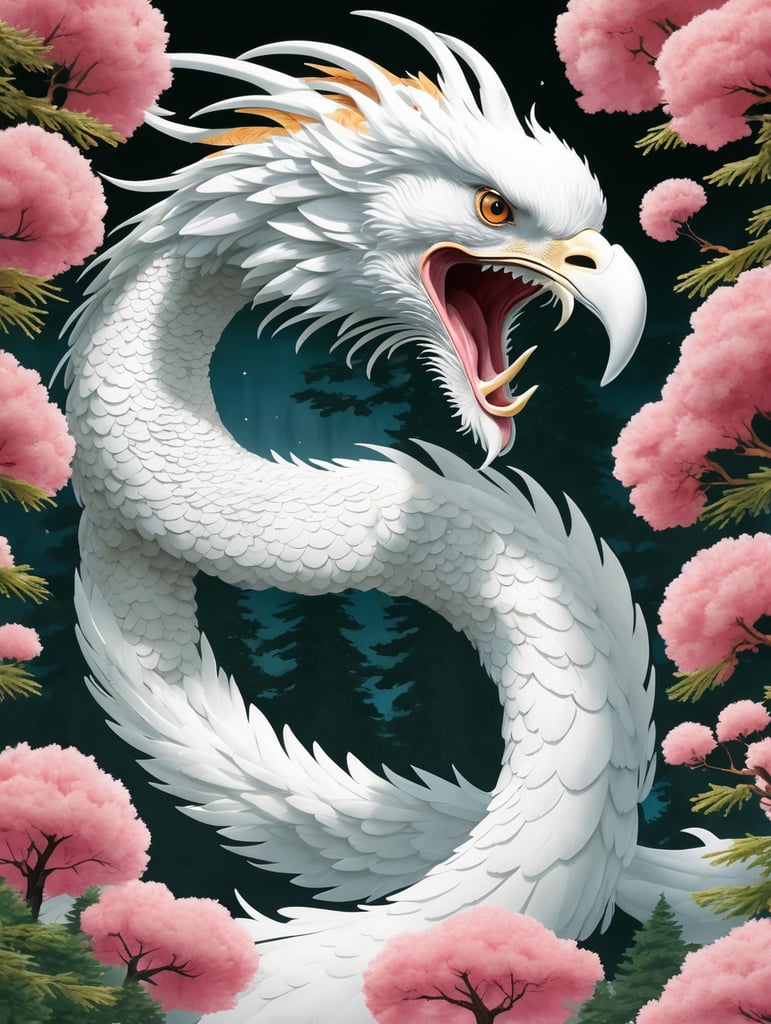 Japanese phoenix with cedar tree background