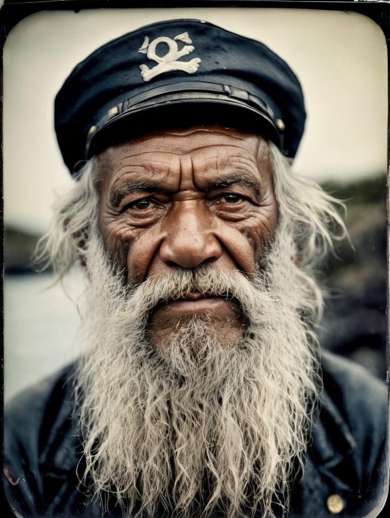 a wet plate photograph of a grizzled old sea captain
