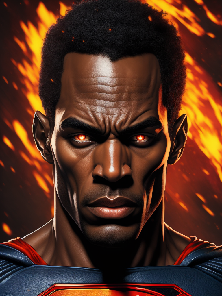 Black Superman, Hero Portrait, Comics, Marvel, Horror, USA, style of Richard Corben