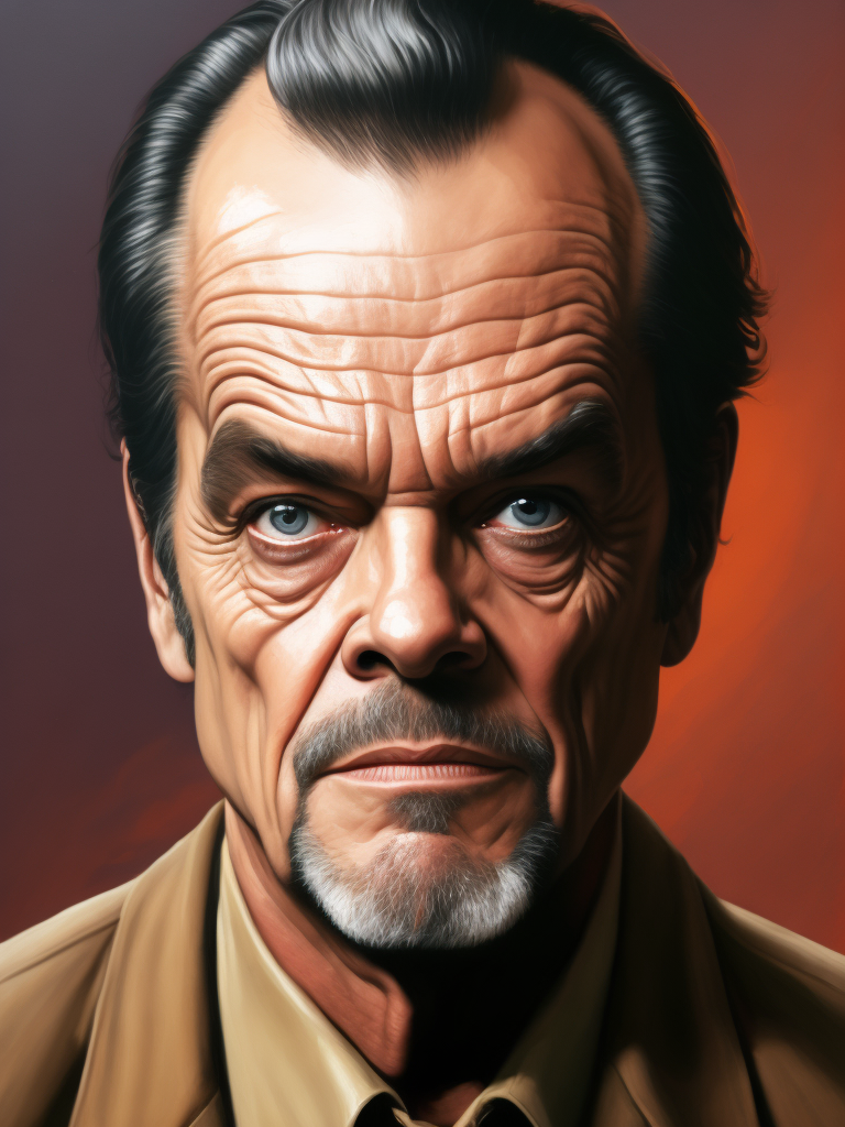 Jack Nicholson, Hero portrait, Illustration, Painting, Comic, Acrylic, Gouache, Ink, Cover, Art, UK, style of Glenn Fabry