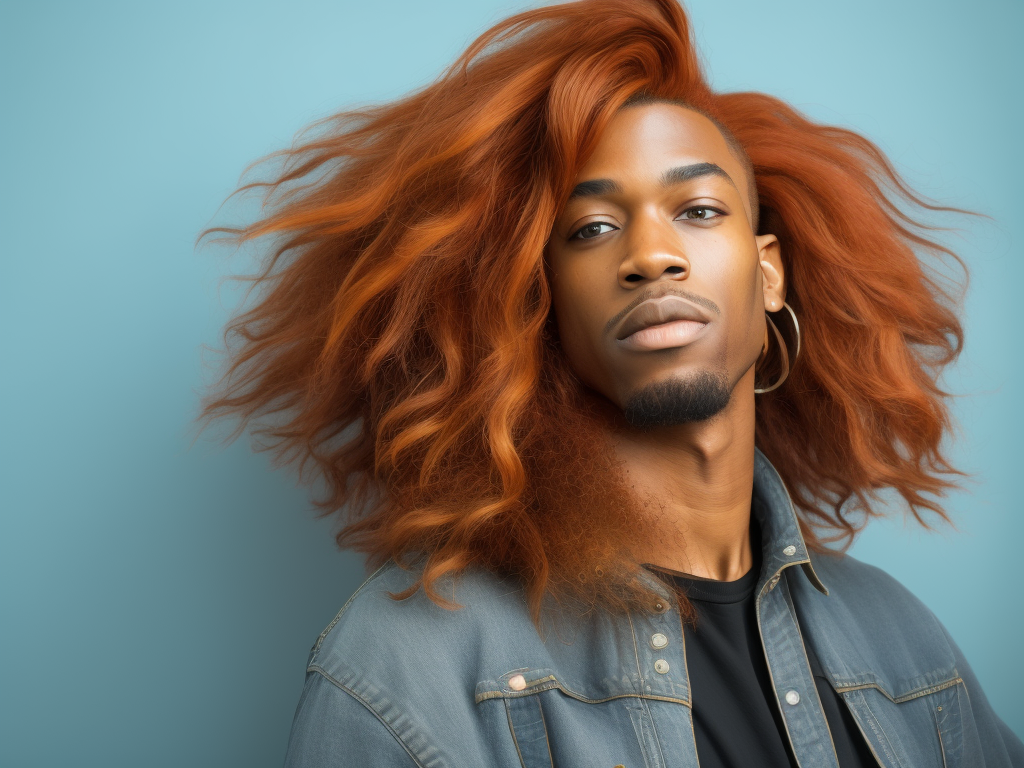 black man with ginger hair, professional photo, sharp on details