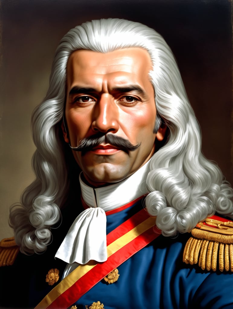 Francisco de Miranda prócer de la independencia de Venezuela, con su cabello largo y de color blanco