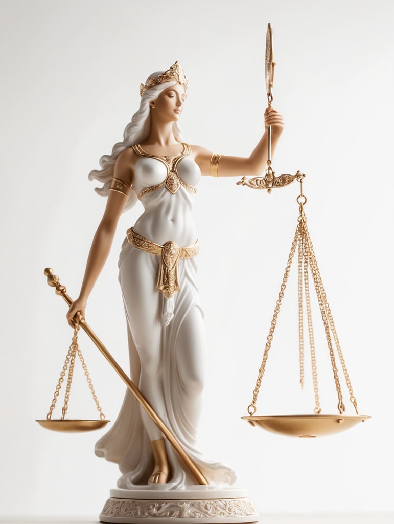 Justice goddess holding balance scales