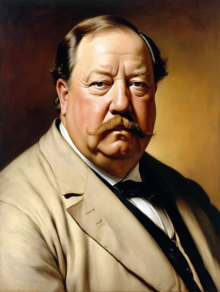 Portrait of William Howard Taft by Rembrandt Harmenszoon van Rijn, sad face, America, so sorry