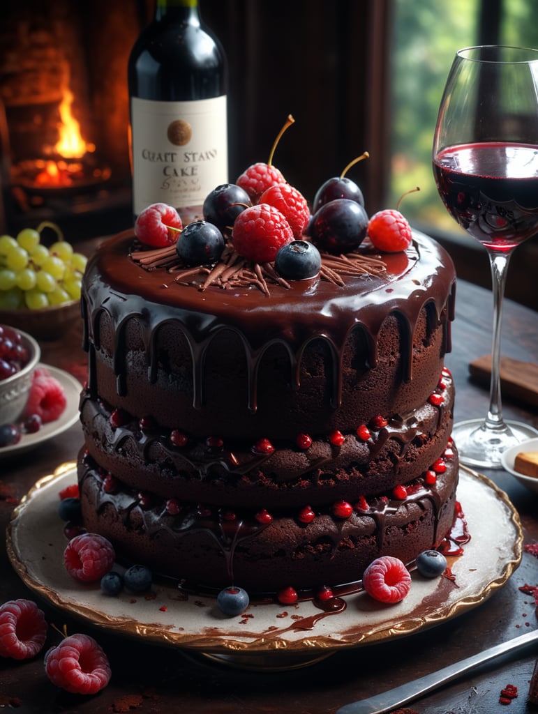 Chocolate cake with red wine