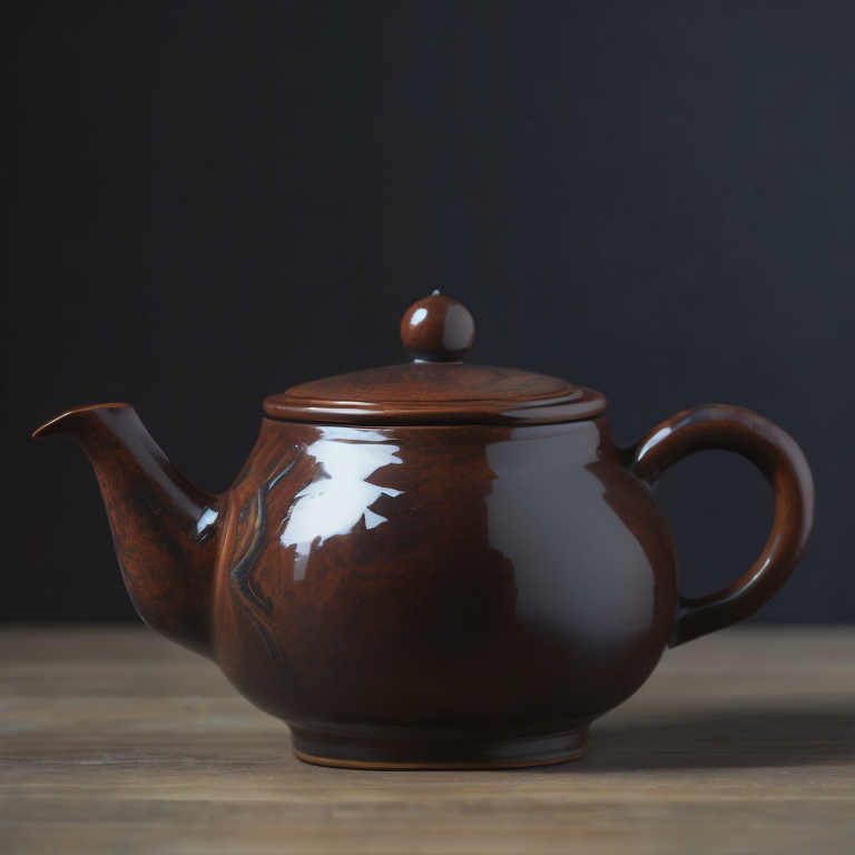 ancient small clay and glazed Chinese teapot, deep atmosphere, realistic photo