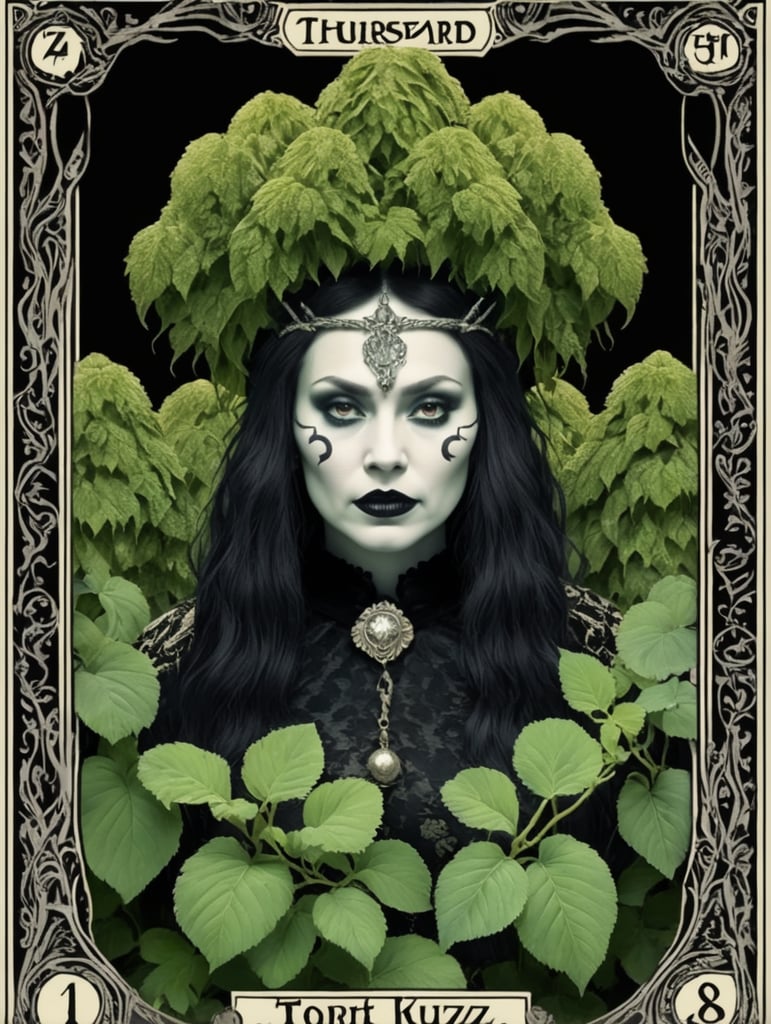 folk horror queen monster hirsute kudzu tarot card