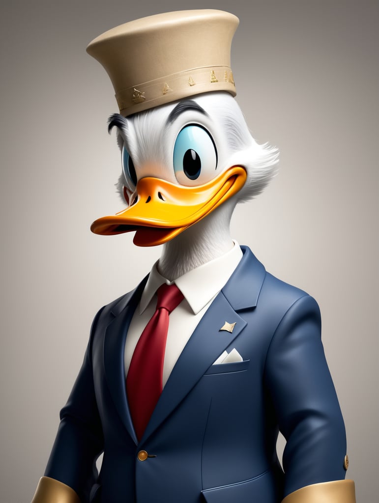 Donald Duck dressed as Donald Trump.