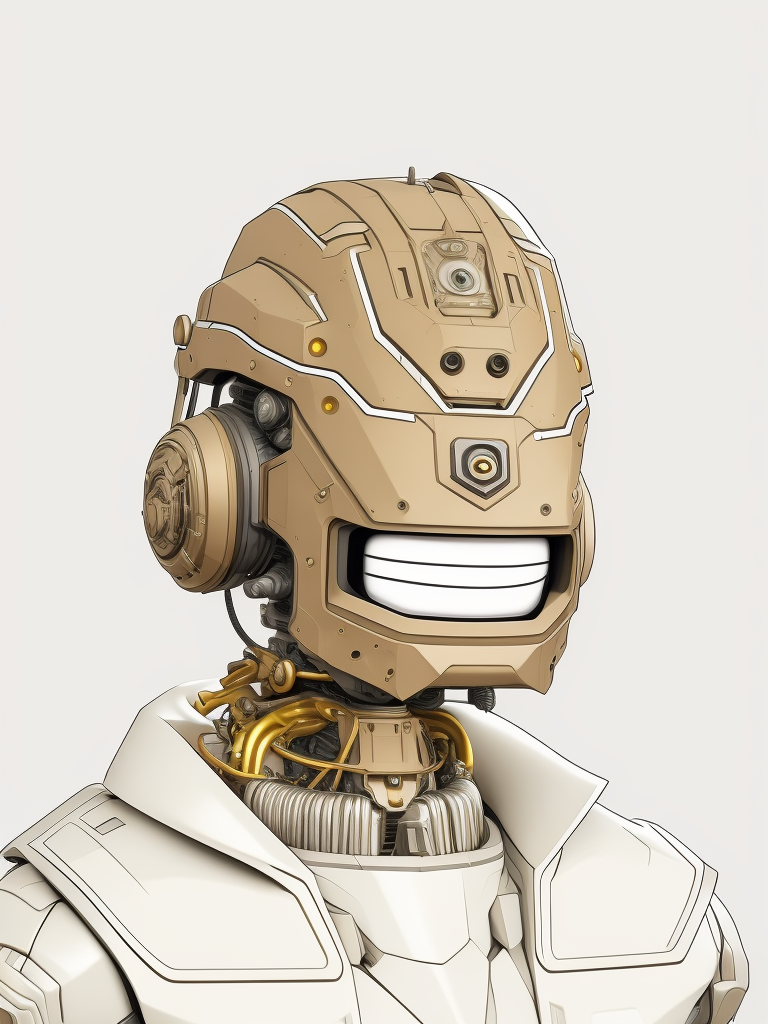 robot head by mr_z_z__1 the world is yours sandman 7, in the style of dark silver and yellow, meticulous linework precision, mecha anime, manticore, tokina at-x 11-16mm f 2.8 pro dx ii, detailed character design, junglecore