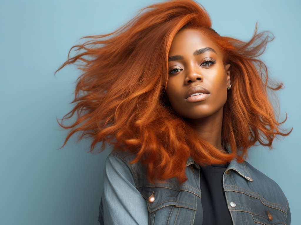black girl with ginger hair, freckles on the face, professional photo, sharp on details