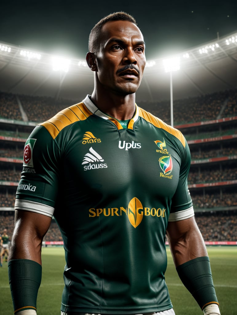 Generate an AI image of a South African Springbok Rugby jersey