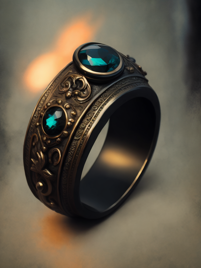 Berlin black iron ring in a victorian gothic style with black stone