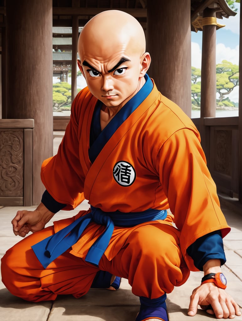 Krillin is a bald martial artist and one of Goku's best friends and classmates, Dragon Ball