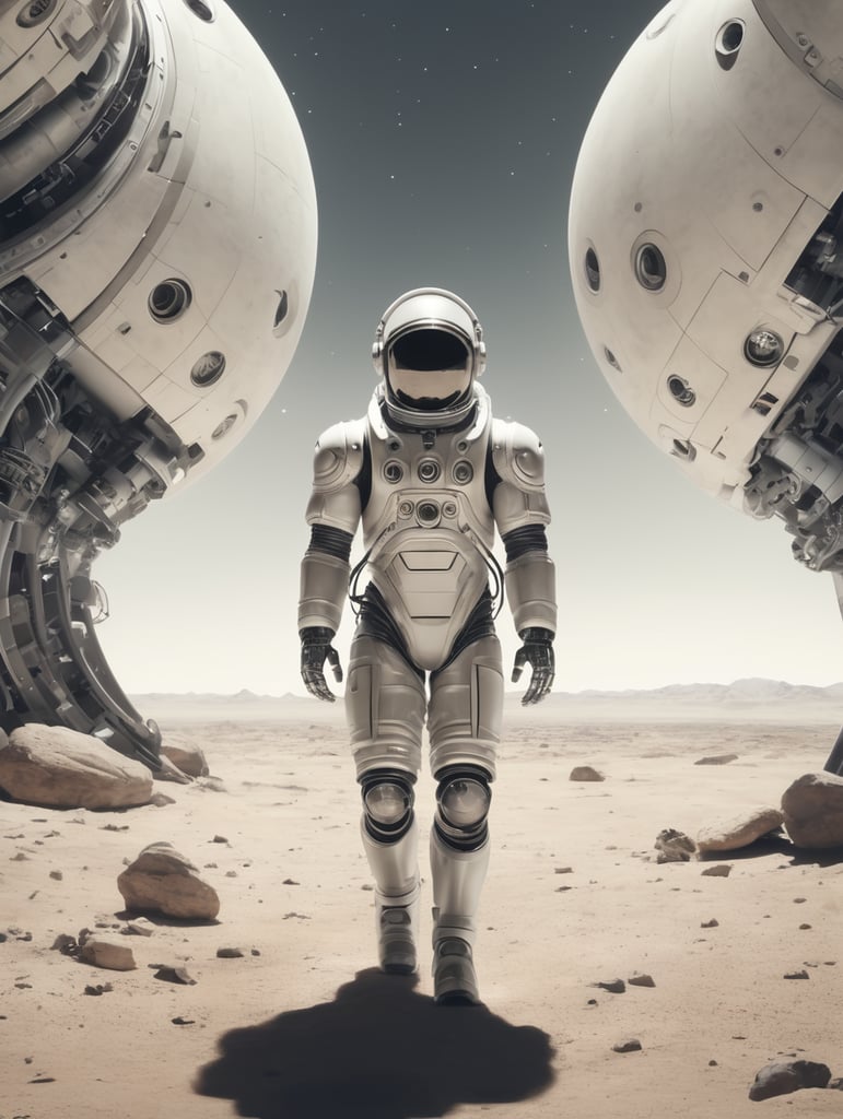 robotic astronaut in open space