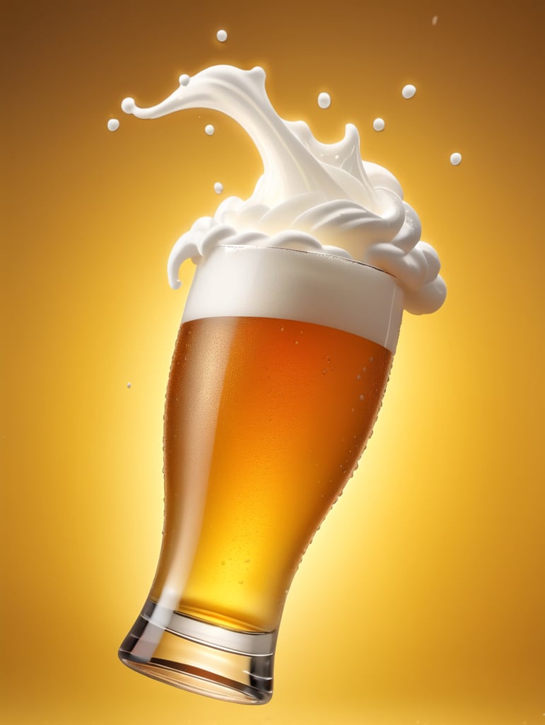 professional photo of a beer glass, Beer foam coming out of a glass