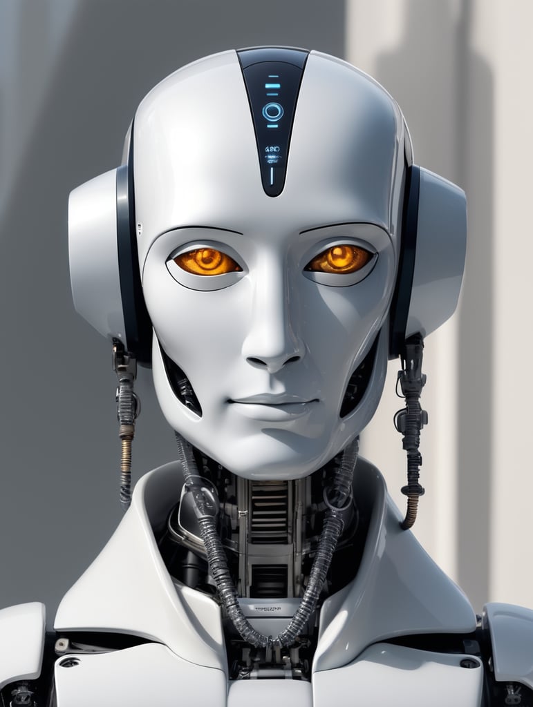 I want a world where normal daily professions that require human emotions are done by robots and artificial intelligence. showcase its flaws using irony, exaggerations, social criticism and funny references. the robot characters should be wearing extremely oversized clothes that would match the VETEMENTS and Demna Gvasalia aesthetic, that resemble the profession that they are doing.