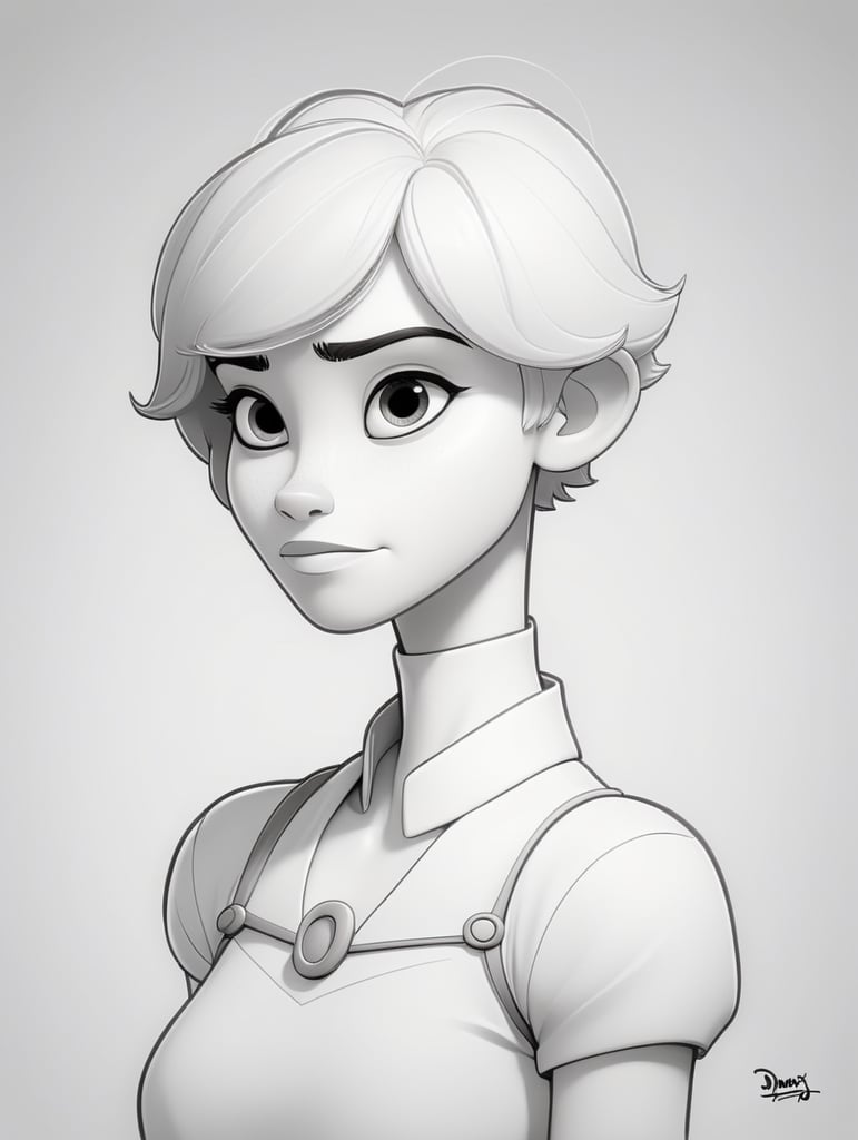 draw a single human stylistic line character with cartoon style