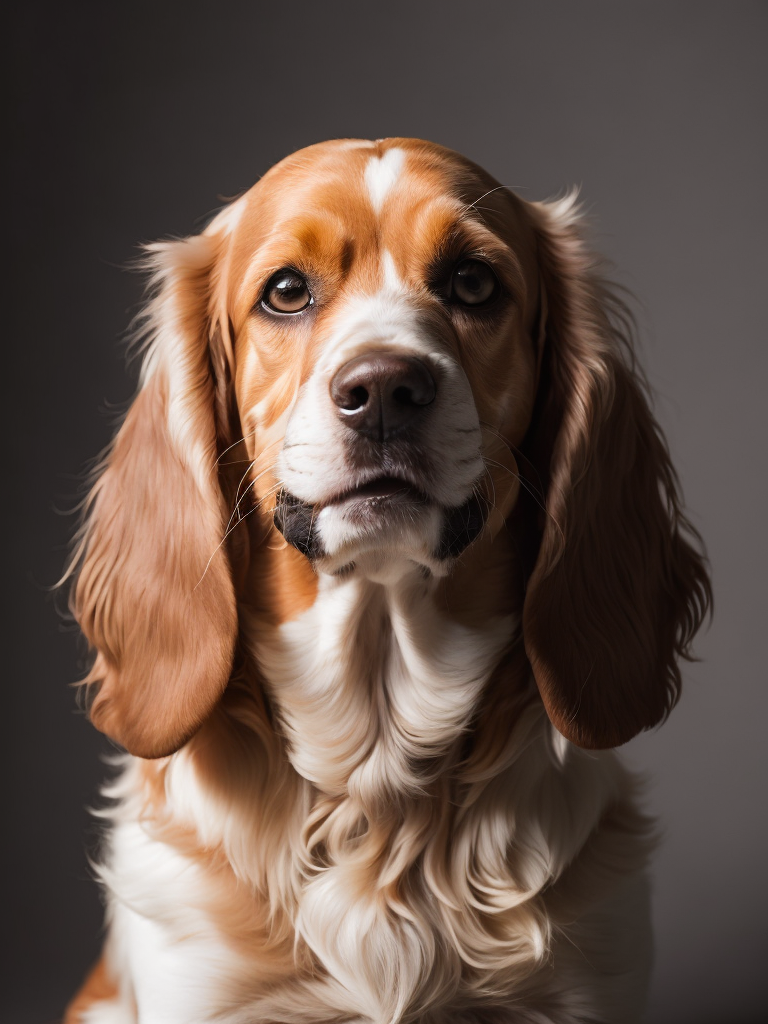 Cocker Spaniel(((smiling))) (((full body))) sitting, see front camera, photo fron a withe background. (((smiling))) (((full body)))