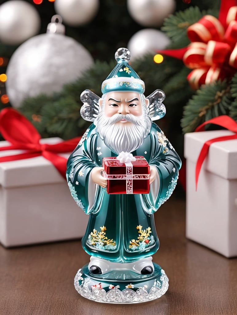 GoShogun small glass glass figure holding gift box, christmas toy for the christmas tree