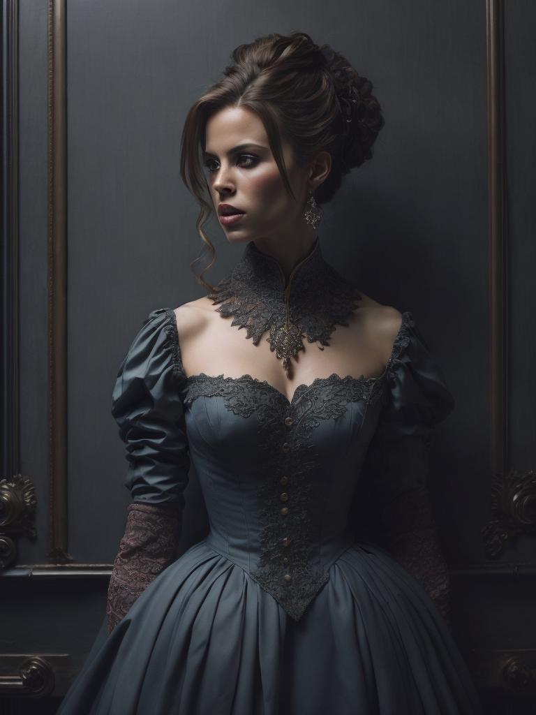 Portrait en buste kate beckinsale in georgian round dress by roberto ferri, by jeremy lipking, realism, abundant detail, muted tones, regency-era, empire silhouette, heavenly beauty